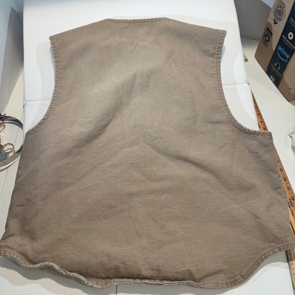 VTG 90s Carhartt Vest Mens XL Brown Sherpa Lined USA Made Duck Canvas V13SDL - Picture 4 of 7
